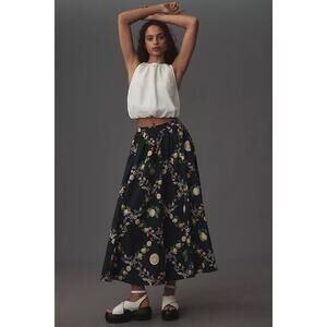 Maeve by Anthropologie The Jacie Poplin Printed Maxi Skirt Fruit Print Small